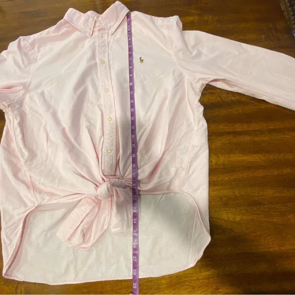 Ralph Lauren pink tie front button closure shirt size XL 100% cotton preppy - Picture 9 of 11